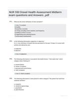 NUR 550 Drexel Health Assessment Midterm exam questions and Answers _pdf