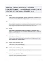 Personal Trainer - Module 5: Customer Experience EXAM QUESTIONS (37 TERMS) WITH VERIFIED DEFINITIONS UPDATED 2024