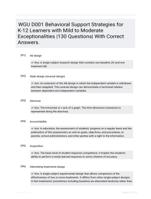 WGU D001 Behavioral Support Strategies for K-12 Learners with Mild to Moderate Exceptionalities |130 Questions| With Correct Answers.