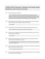 TEXAS! APA Fireworks Training Test Study Guide Questions and Correct Answers