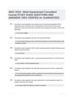 MAC 2024 - Mold Assessment Consultant Course STUDY GUIDE  QUESTIONS AND ANSWERS 100% VERIFIED A+ GUARANTEED