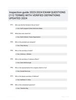 Inspection guide 2023-2024 EXAM QUESTIONS (112 TERMS) WITH VERIFIED DEFINITIONS UPDATED 2024