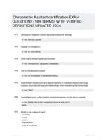 Chiropractic Assitant certification EXAM QUESTIONS (189 TERMS) WITH VERIFIED DEFINITIONS UPDATED 2024