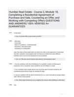 Humber Real Estate - Course 2, Module 18, Completing a Residential Agreement of Purchase and Sale, Countering an Offer, and Working with Competing Offers QUESTIONS AND ANSWERS 100% VERIFIED A+ GUARANTEED