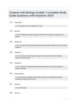 Creation with Biology module 1 complete Study Guide Questions with Solutions 2024