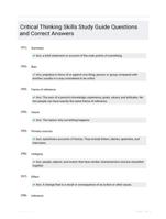 Critical Thinking Skills Study Guide Questions and Correct Answers