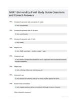 NUR 166 Hondros Final Study Guide Questions and Correct Answers