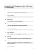 Advanced Health Assessment NUR 550 Study Guide Rated A+