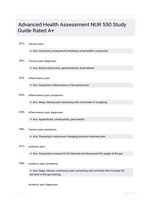 Advanced Health Assessment NUR 550 Study Guide Rated A+