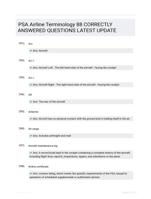 PSA Airline Terminology 88 CORRECTLY ANSWERED QUESTIONS LATEST UPDATE