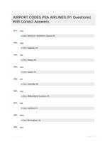 AIRPORT CODES PSA AIRLINES |91 Questions| With Correct Answers.