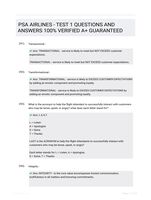 PSA AIRLINES - TEST 1 QUESTIONS AND ANSWERS 100% VERIFIED A+ GUARANTEED