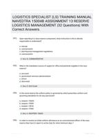 LOGISTICS SPECIALIST (LS) TRAINING MANUAL NAVEDTRA 15004B ASSIGNMENT 13 RESERVE LOGISTICS MANAGEMENT |32 Questions| With Correct Answers.