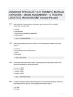 LOGISTICS SPECIALIST (LS) TRAINING MANUAL NAVEDTRA 15004B ASSIGNMENT 13 RESERVE LOGISTICS MANAGEMENT Already Passed