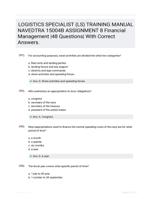 LOGISTICS SPECIALIST (LS) TRAINING MANUAL NAVEDTRA 15004B ASSIGNMENT 8 Financial Management |48 Questions| With Correct Answers.