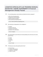 LOGISTICS SPECIALIST (LS) TRAINING MANUAL NAVEDTRA 15004B ASSIGNMENT 8 Financial Management Already Passed