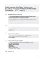 Understanding Deg/Neuro Autoimmune Disorders/ NPSG 20 CORRECTLY ANSWERED QUESTIONS LATEST UPDATE