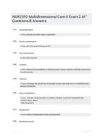 NUR2392 Multidimensional Care II Exam 2 - Questions & Answers