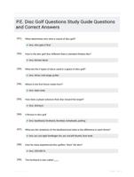 P.E. Disc Golf Questions Study Guide Questions and Correct Answers