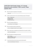 IHOP BOH SOP Study Guide | 217 Actual Questions and Answers 100% correct | New Update 2024