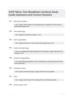 IHOP Menu Test (Breakfast Combos) Study Guide Questions and Correct Answers