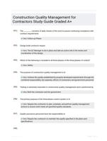 Construction Quality Management for Contractors Study Guide Graded A+