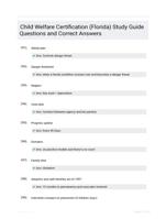 Child Welfare Certification (Florida) Study Guide Questions and Correct Answers