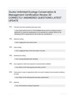 Ducks Unlimited Ecology Conservation & Management Certification Review 20 CORRECTLY ANSWERED QUESTIONS LATEST UPDATE