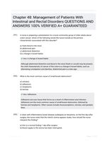 Chapter 48: Management of Patients With Intestinal and Rectal Disorders QUESTIONS AND ANSWERS 100% VERIFIED A+ GUARANTEED