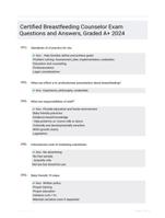 Certified Breastfeeding Counselor Exam Questions and Answers, Graded A+ 2024