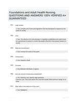 Foundations and Adult Health Nursing QUESTIONS AND ANSWERS 100% VERIFIED A+ GUARANTEED