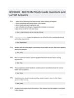 HSC0003 - MIDTERM Study Guide Questions and Correct Answers