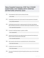 Navy Hospital Corpsman, HCB Test 2 EXAM QUESTIONS (109 TERMS) WITH VERIFIED DEFINITIONS UPDATED 2024