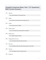 Hospital Corpsman Basic Test 1 |27 Questions| With Correct Answers.