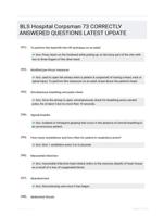 BLS Hospital Corpsman 73 CORRECTLY ANSWERED QUESTIONS LATEST UPDATE