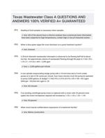 Texas Wastewater Class A QUESTIONS AND ANSWERS 100% VERIFIED A+ GUARANTEED