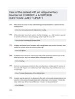 Care of the patient with an Integumentary Disorder 69 CORRECTLY ANSWERED QUESTIONS LATEST UPDATE