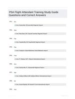 PSA Flight Attendant Training Study Guide Questions and Correct Answers