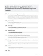 Ducks Unlimited Ecology Conservation & Management Certification Review Study Guide Rated A+