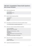 ODP 4017 Anaesthetics Study Guide Questions and Correct Answers