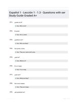 Español 1 - Lección 1 - 1.3 - Questions with ser Study Guide Graded A+