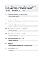 Review of Nuclear Medicine Technology EXAM QUESTIONS (93 TERMS) WITH VERIFIED DEFINITIONS UPDATED 2024