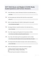 DCF Child Abuse and Neglect (CAAN) Study Guide Questions and Correct Answers