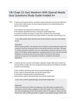 OB Chapt 23 Quiz Newborn With Special Needs Quiz Questions Study Guide Graded A+