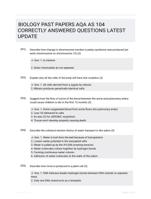 BIOLOGY PAST PAPERS AQA AS 104 CORRECTLY ANSWERED QUESTIONS LATEST UPDATE