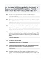 Ivy Software MBA Prepworks Fundamentals of Economics EXAM QUESTIONS (286 TERMS) WITH VERIFIED DEFINITIONS UPDATED 2024