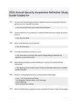 DOD Annual Security Awareness Refresher  Study Guide Graded A+