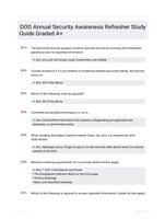 DOD Annual Security Awareness Refresher  Study Guide Graded A+