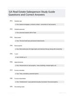 GA Real Estate Salesperson Study Guide Questions and Correct Answers