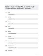 TOPIC - REAL ESTATE AND BANKING Study Guide Questions and Correct Answers